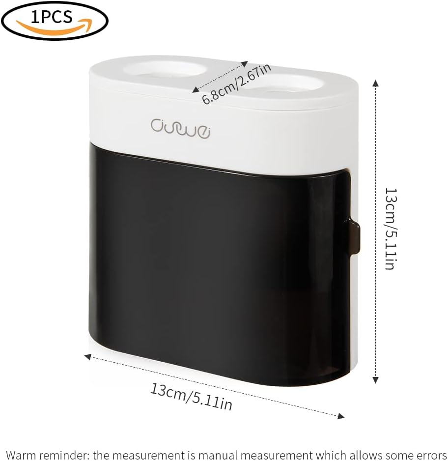 YiliYa Wall Toothbrush Holder with Dual Toothpaste Dispenser Black White