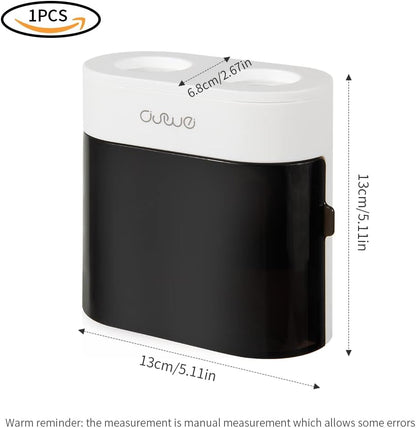 YiliYa Wall Toothbrush Holder with Dual Toothpaste Dispenser Black White