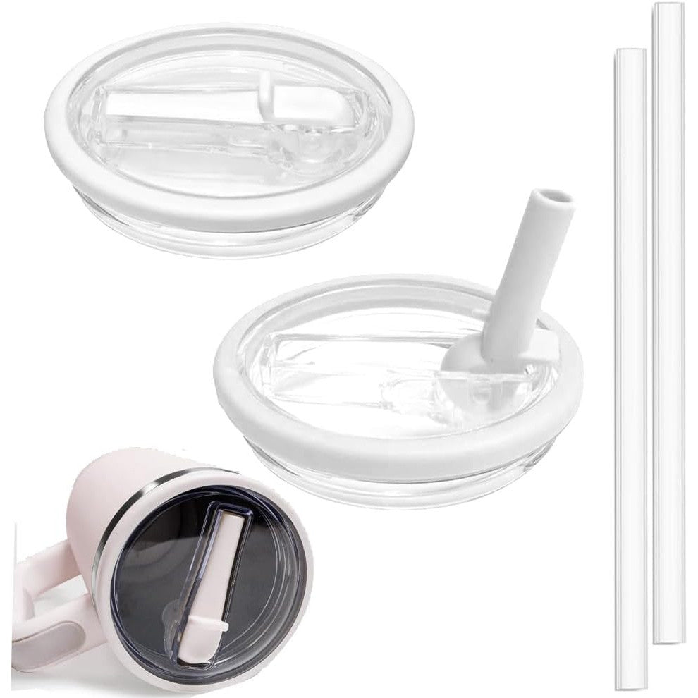 2-Pack White Flip Straw Lid for 40oz Stanley Quencher