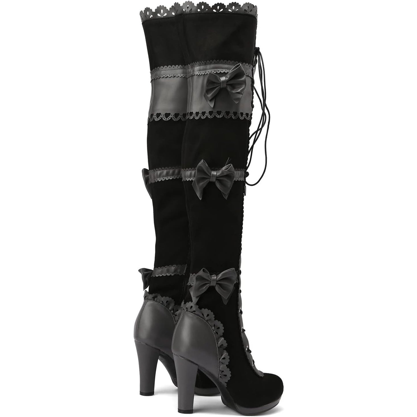 Ladies Thigh-High Over-The-Knee Chunky Heel Steampunk Gothic Boots
