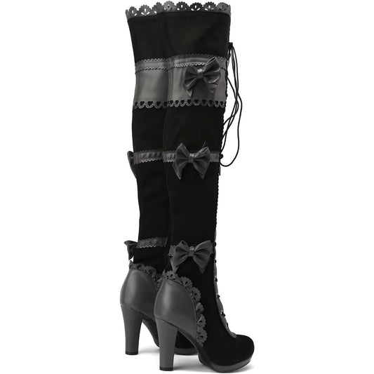 Ladies Thigh-High Over-The-Knee Chunky Heel Steampunk Gothic Boots