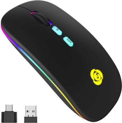 CC Store BRCC_221SMJBM_B Wireless Mouse USB-C Rechargeable Dual Mode Silent Slim