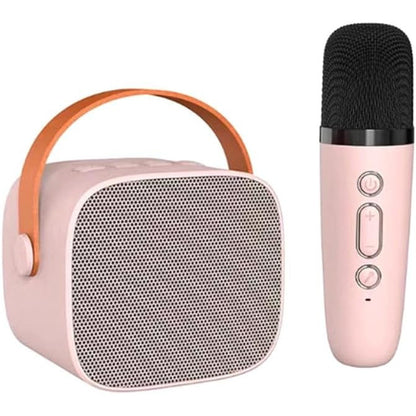 Doumneou Pink Portable Bluetooth Speaker with Wireless Mic and Subwoofer