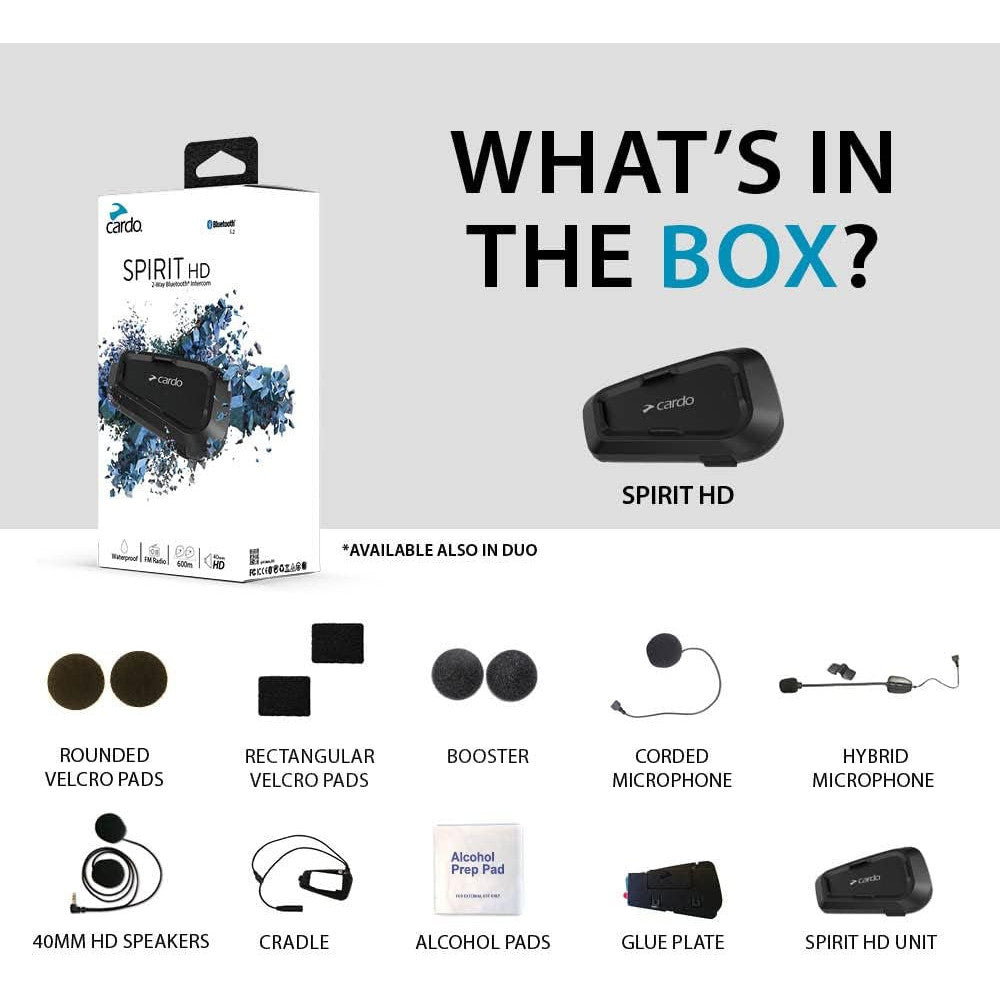 Cardo Spirit HD Dual Pack Bluetooth Motorcycle Intercom with FM