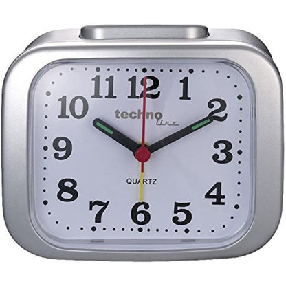 Technoline XL Retro Quartz Alarm Clock: Loud, Clear Display, Silver Design