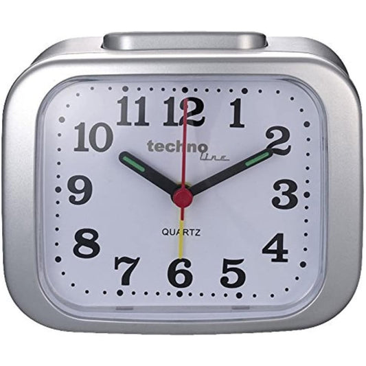 Technoline XL Retro Quartz Alarm Clock: Loud, Clear Display, Silver Design