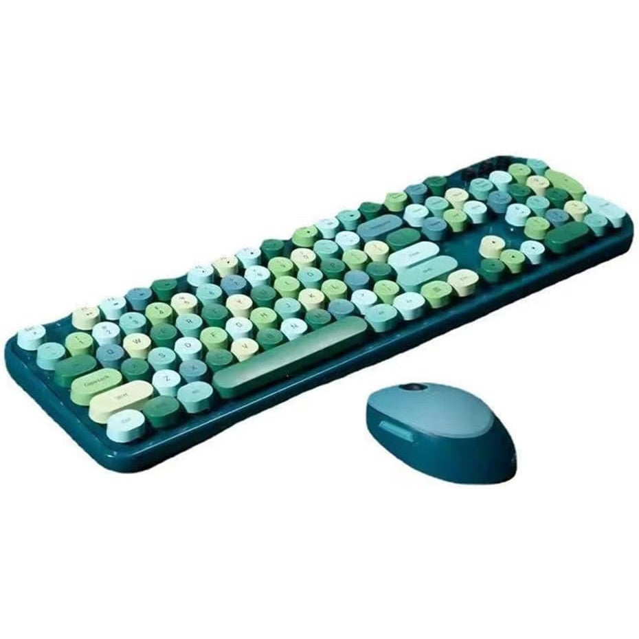 Colorful 2.4G Full-Size Wireless Keyboard & Mouse Combo – Green