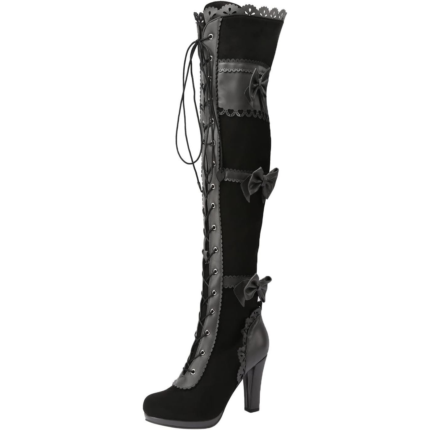 Ladies Thigh-High Over-The-Knee Chunky Heel Steampunk Gothic Boots