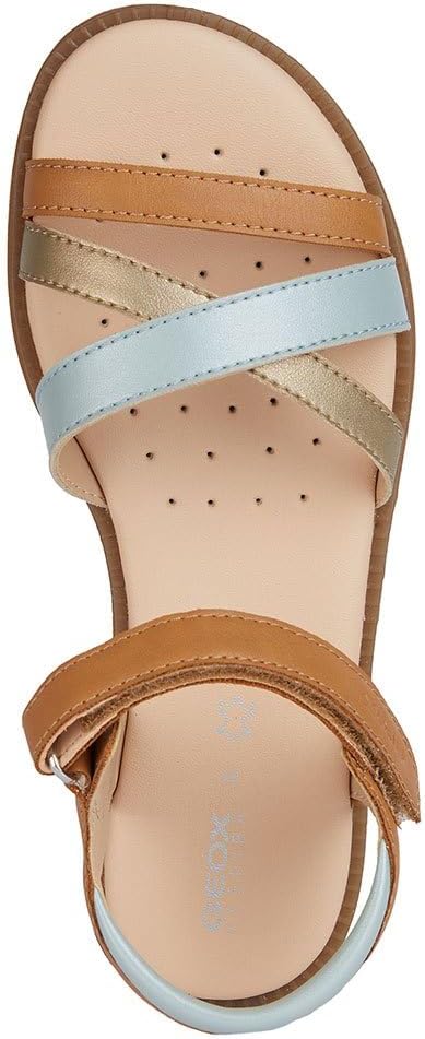Geox Girls Karly Leather-Style Sandals with Breathable Sole