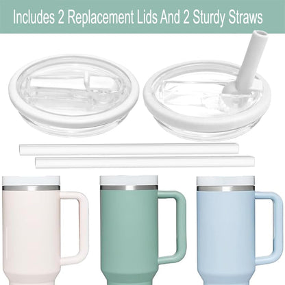 2-Pack White Flip Straw Lid for 40oz Stanley Quencher