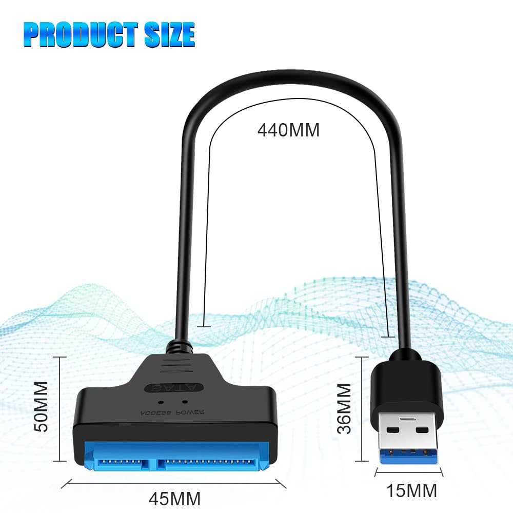 Ainiv USB 3.0 to SATA Adapter Cable for 2.5" SSD HDD Drives 50cm