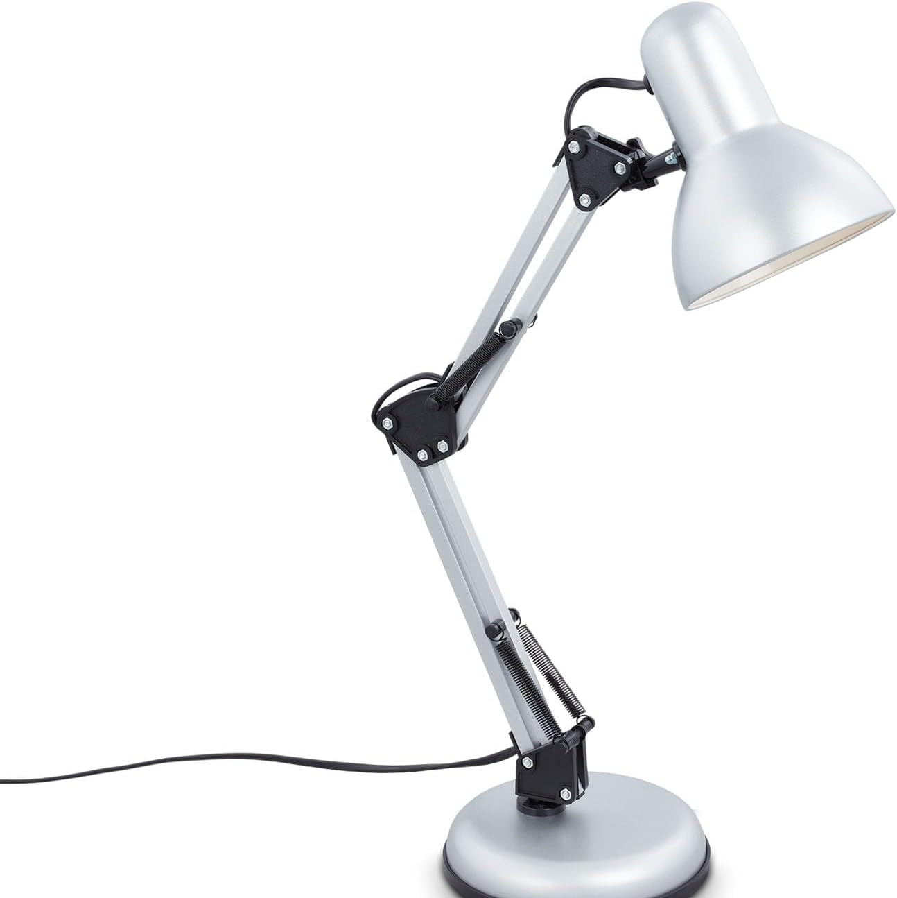 Retro Silver LED Desk Lamp with Swivel, E14 Socket, 25W – Briloner