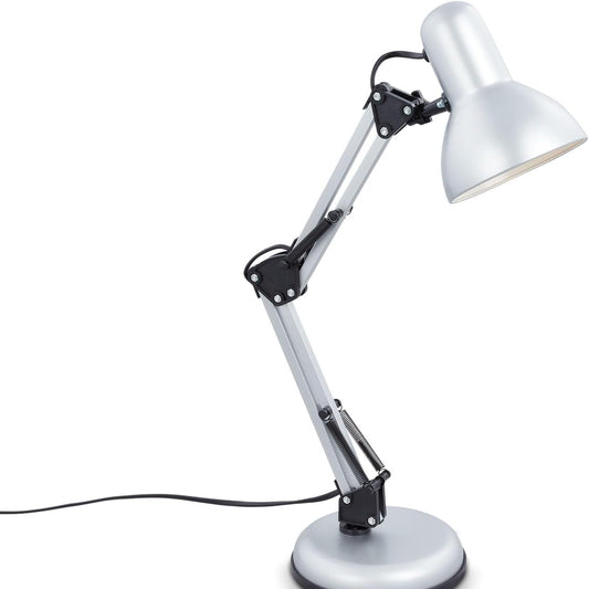 Retro Silver LED Desk Lamp with Swivel, E14 Socket, 25W – Briloner