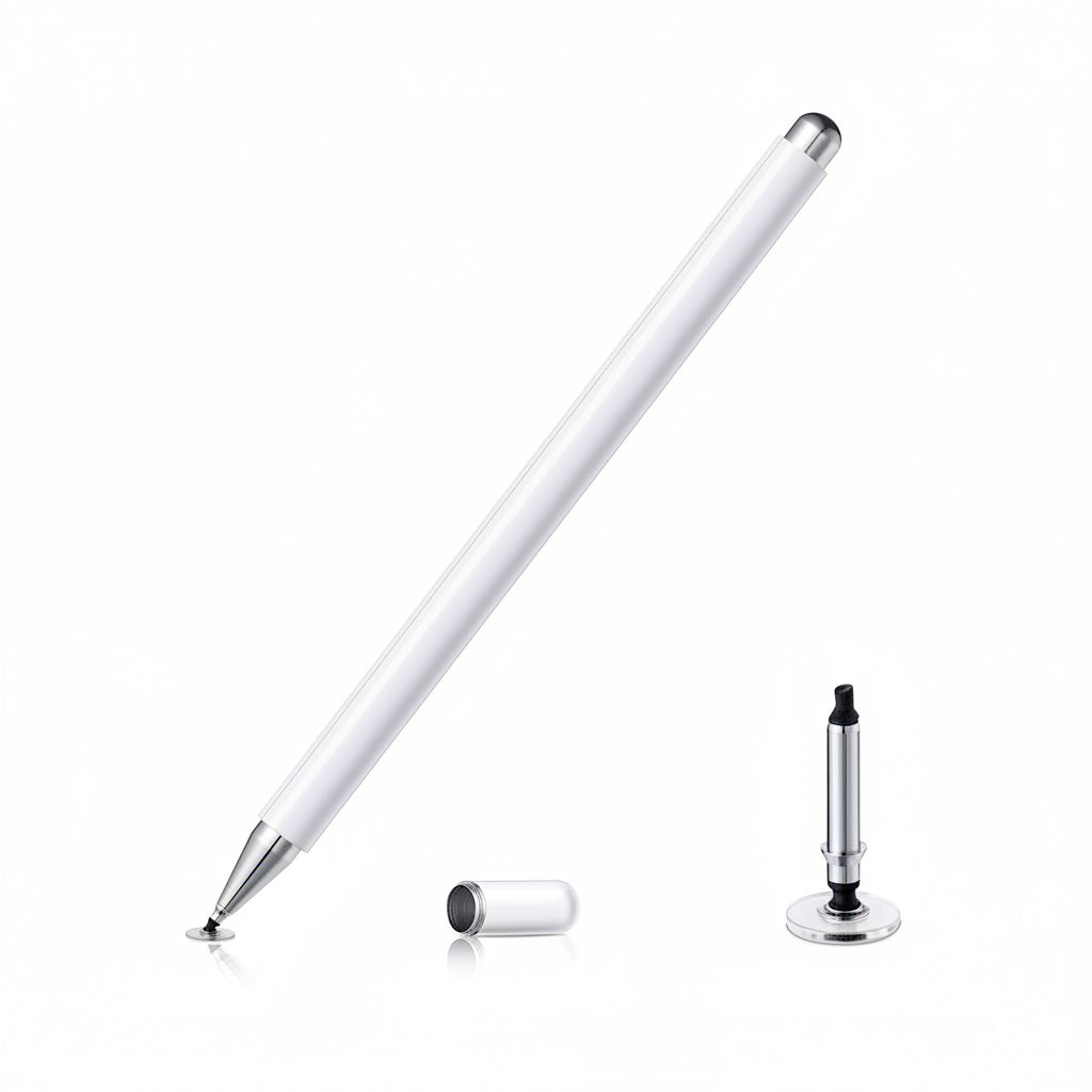 Dyazo Aluminum Super Light Weight Capacitive Stylus Pen for Touch Screen Devices with Fine Point Disc Compatible with All iOS and Smart Android Phone & Tablets Non Magnetic (White)