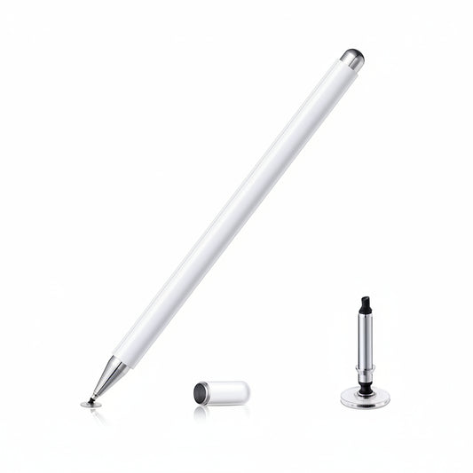 Dyazo Aluminum Super Light Weight Capacitive Stylus Pen for Touch Screen Devices with Fine Point Disc Compatible with All iOS and Smart Android Phone & Tablets Non Magnetic (White)