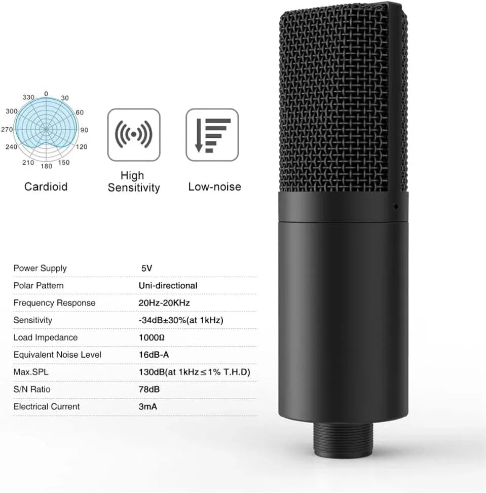 USB Condenser Microphone with Adjustable Desktop Arm - Gomix Brands Outlet