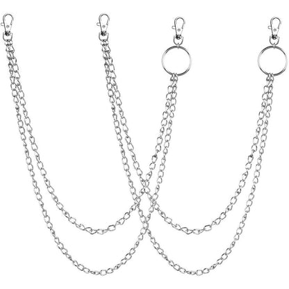 Chudian Double Layer Silver Jean Chains: Punk Gothic Metal Trouser Accessory