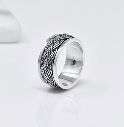 Men's 925 Sterling Silver Celtic Knot Ring for Stress Relief, 10mm Wide