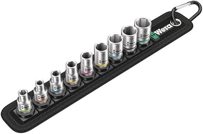 Wera Zyklop Belt 4 Socket Set 1/4‑Inch Drive, 9‑Piece