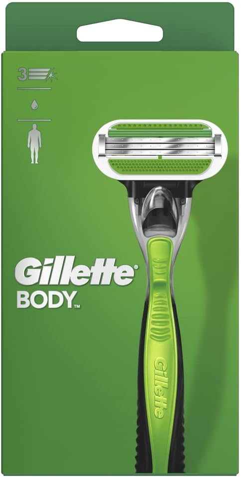 Gillette Men's Body Razor with Triple Blade, Wet Shave, Green