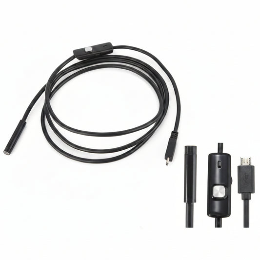 Riiichflowshop USB Borescope Inspection Camera 7mm Lens 6 LED Lights with Side Mirror Magnet Hook for Phone PC