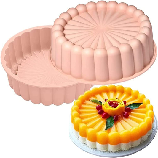 Silicone Flower Shaped Large Round Cake Pan Gray 19.5x19.5x6.1cm