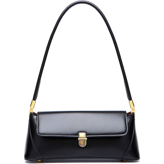 Elegant Leather Mini Tote Shoulder Bag with Buckle Closure for Women