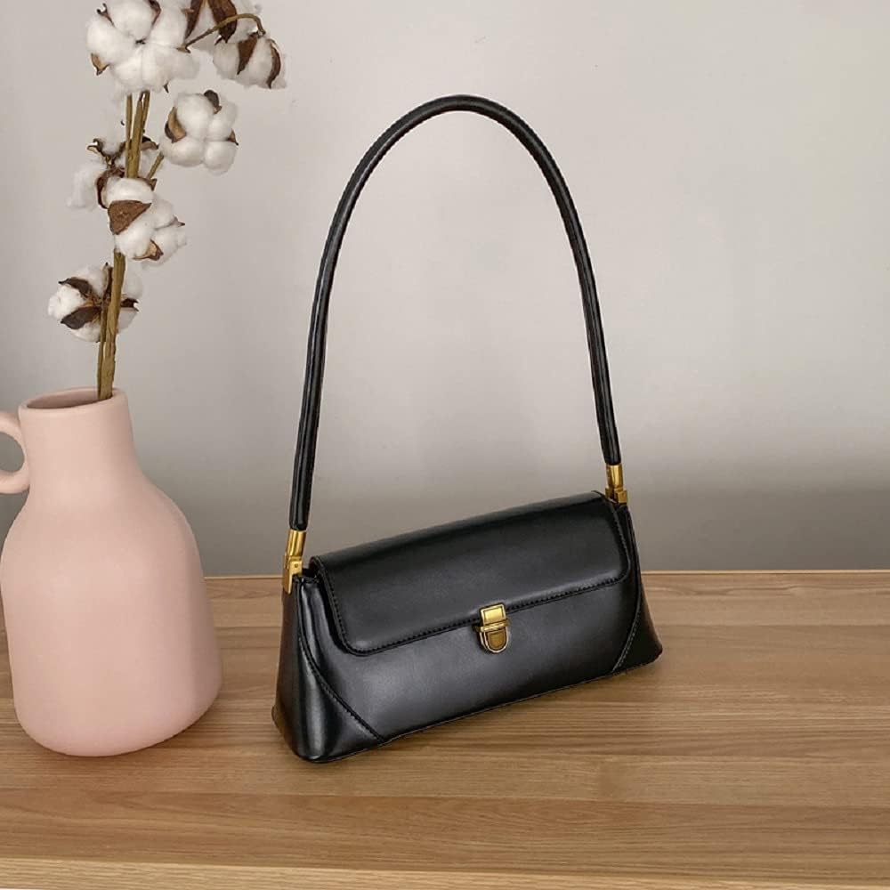 Elegant Leather Mini Tote Shoulder Bag with Buckle Closure for Women