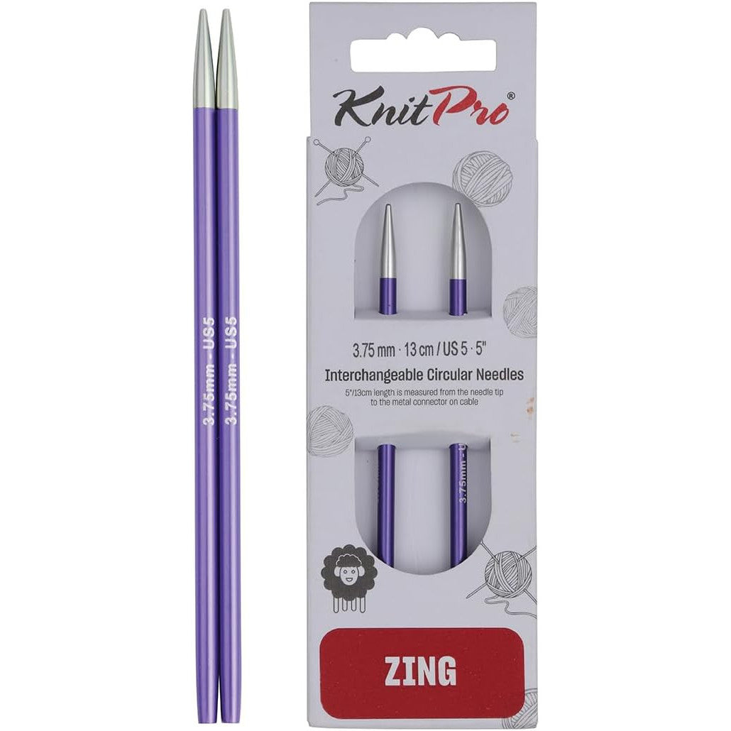 KnitPro Zing Interchangeable Circular Needle 5" (13cm) Amethyst Aluminum