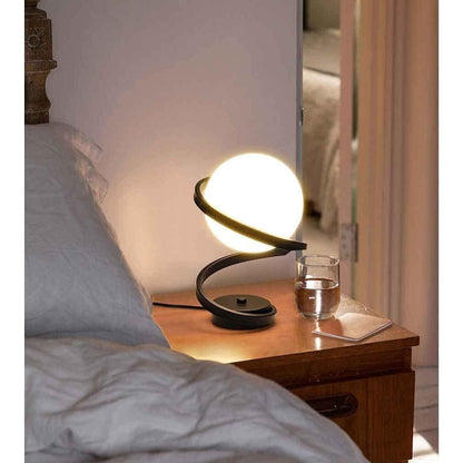 Modern Round Glass Table Lamp with 3‑Way Dimmable LED Light