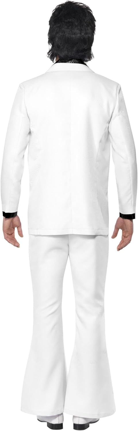 Retro 1970s White Disco Suit Jacket, Vest & Trousers