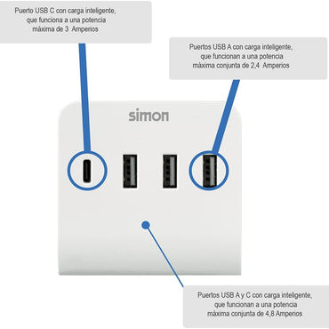 Simon 3-USB-A + 1-USB-C Multi-Port Adapter with Smartphone Stand