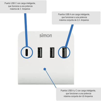 Simon 3-USB-A + 1-USB-C Multi-Port Adapter with Smartphone Stand