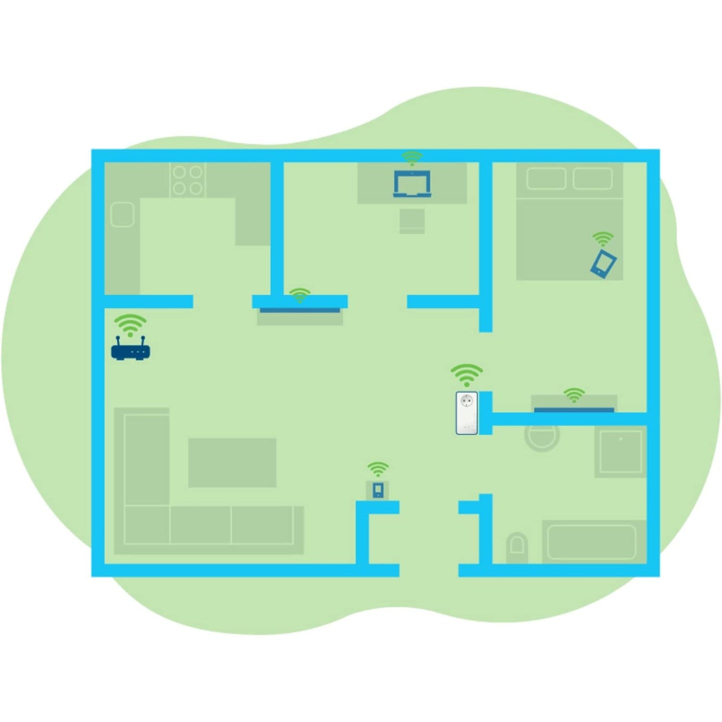 Devolo Dual-Band WiFi Repeater+ with Power Socket, 1200Mbps