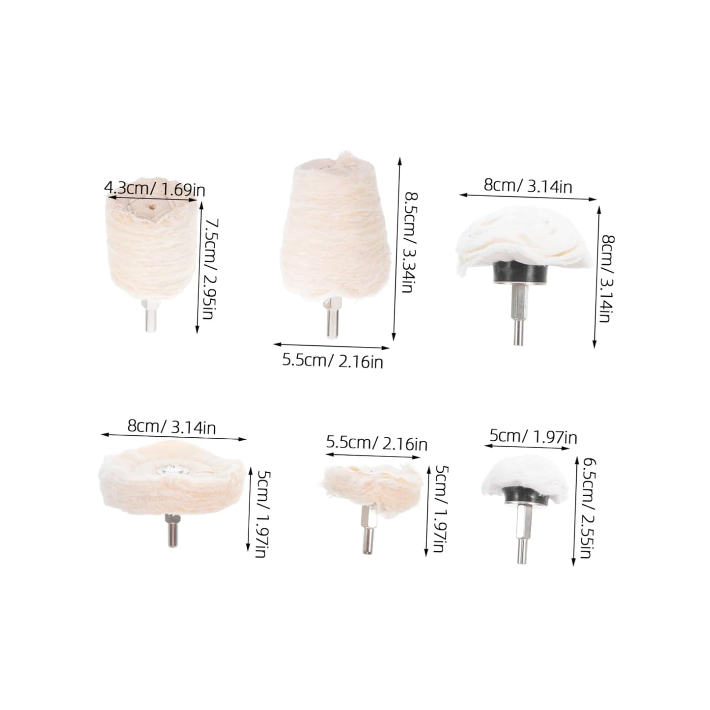 Pack of 6 Cloth Wheel Polishing Accessories Polishing Disc 50mm - 75mm