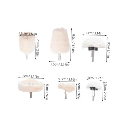 Pack of 6 Cloth Wheel Polishing Accessories Polishing Disc 50mm - 75mm