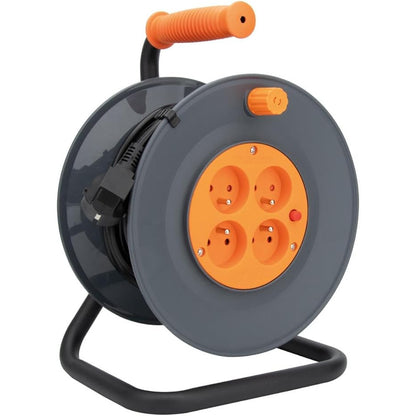 Zenitech - Reel with 4 Sockets HO5VV-F 3G1mm² 25m + Circuit Breaker
