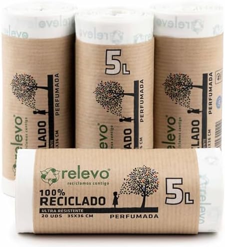 Relevo 5L Bin Liners – 30µm Recycled Plastic Scented Bags