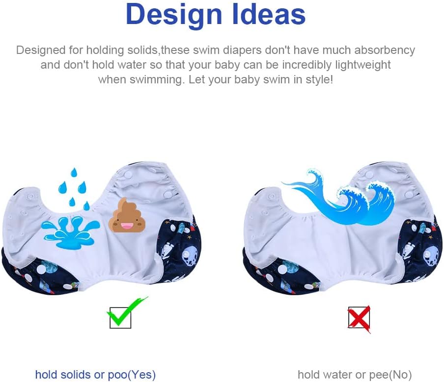Vicloon Reusable Swimming Nappy – 2 Pack Adjustable Baby Swim Diapers