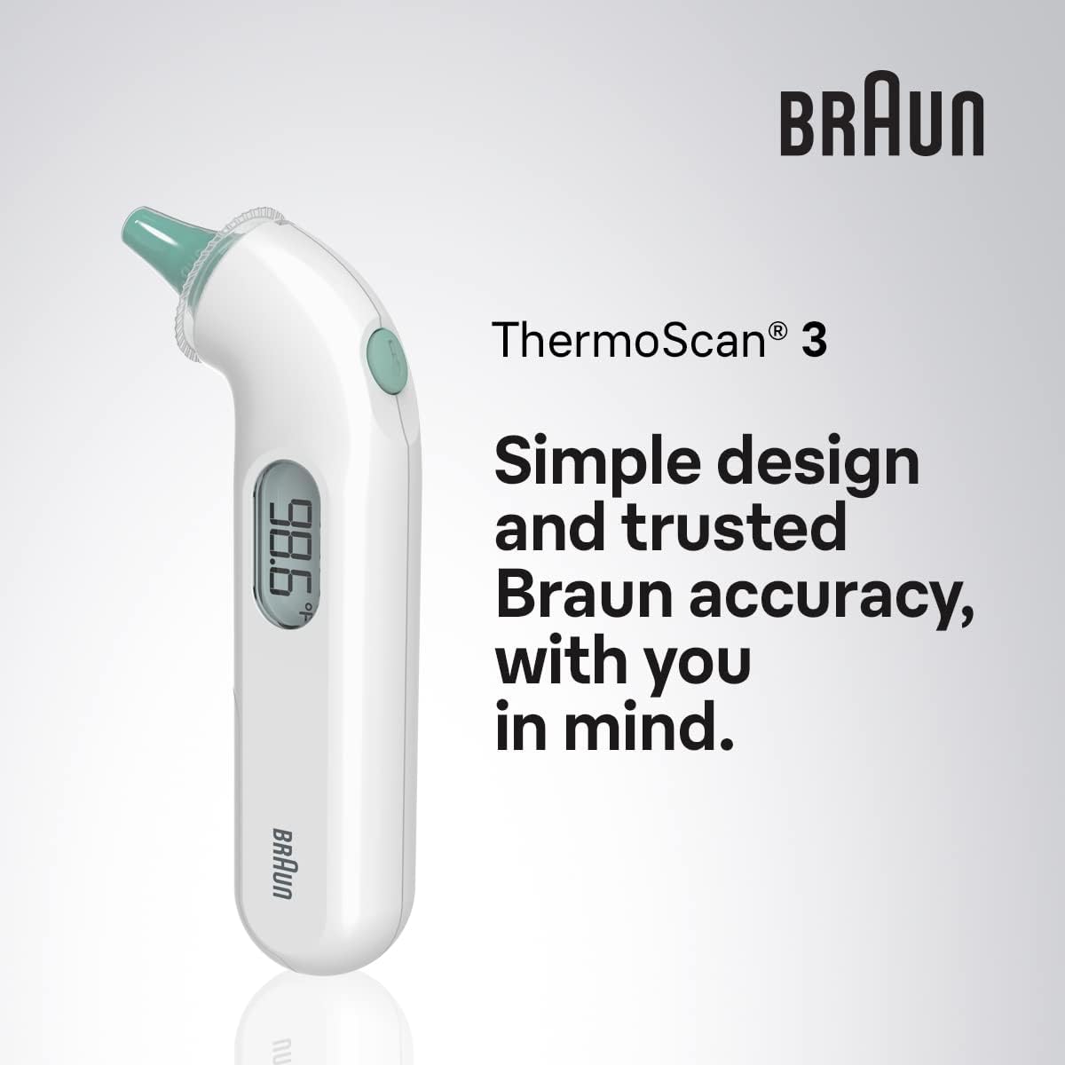 Braun ThermoScan 3 Ear Thermometer Fast 1 Second Measurement Audio Fever Indicator
