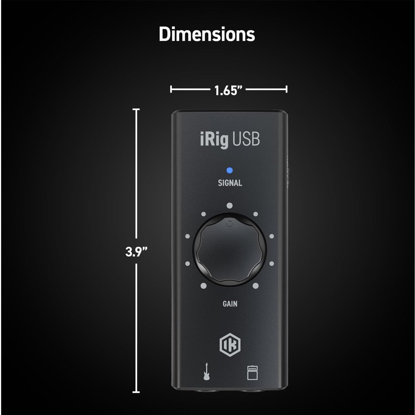 IK Multimedia iRig USB Guitar Audio Interface with 24-bit 48kHz Recording, USB‑C, Headphone & Amp Out, Portable Practice Rig