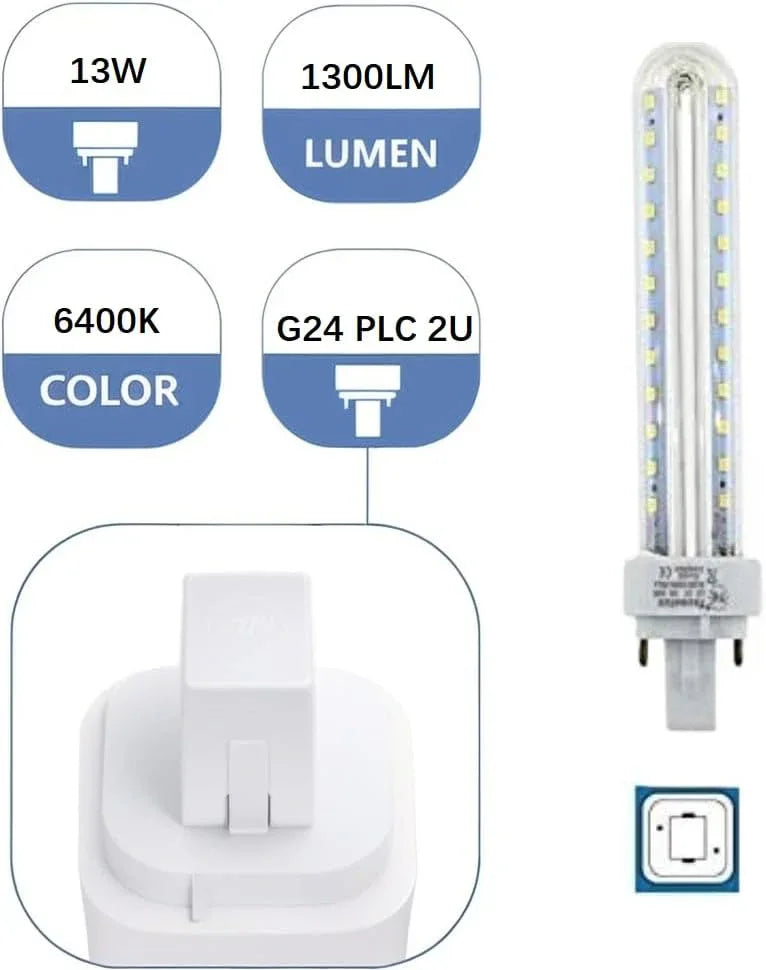 G24 6500K 13W LED Tube Light Bulb Pack of 5 - Gomix Brands Outlet