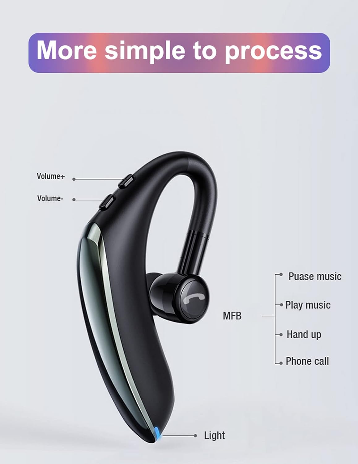 lecoo F900 Bluetooth Headset Wireless Mono Earphone with Mic Noise Cancelling 25H Worktime Red