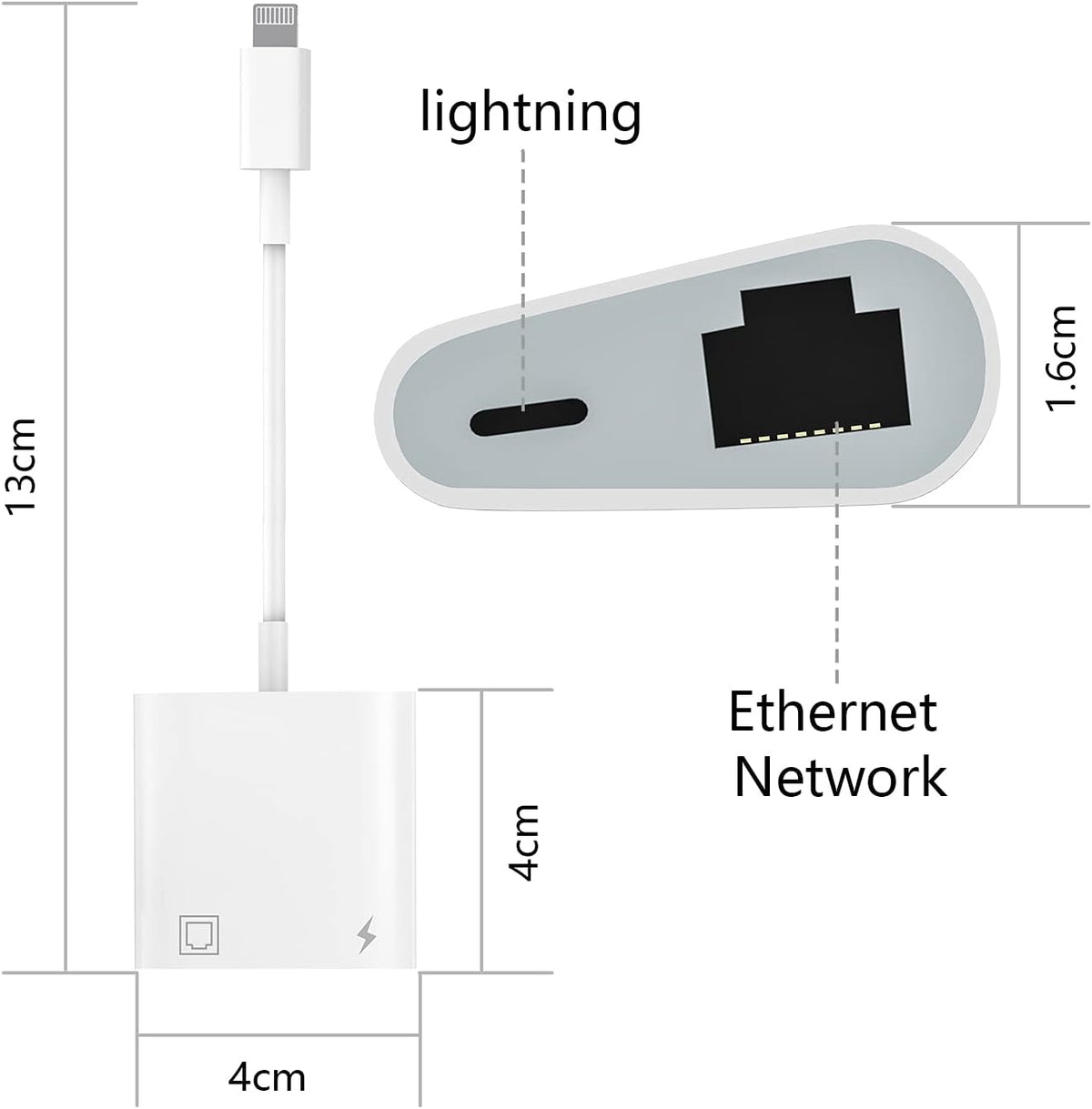 DESOFICON 2-in-1 Ethernet Adapter with Charging Port for iPhone and iPad