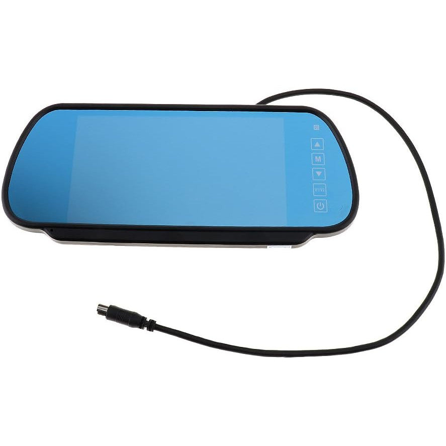 BW 7 Inch 16:9 TFT LCD Widescreen Car Monitor Rear View Mirror with Touch Button, HD 800x480 Resolution, Dual Video Input