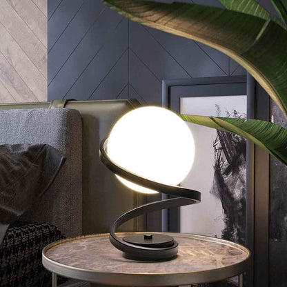Modern Round Glass Table Lamp with 3‑Way Dimmable LED Light