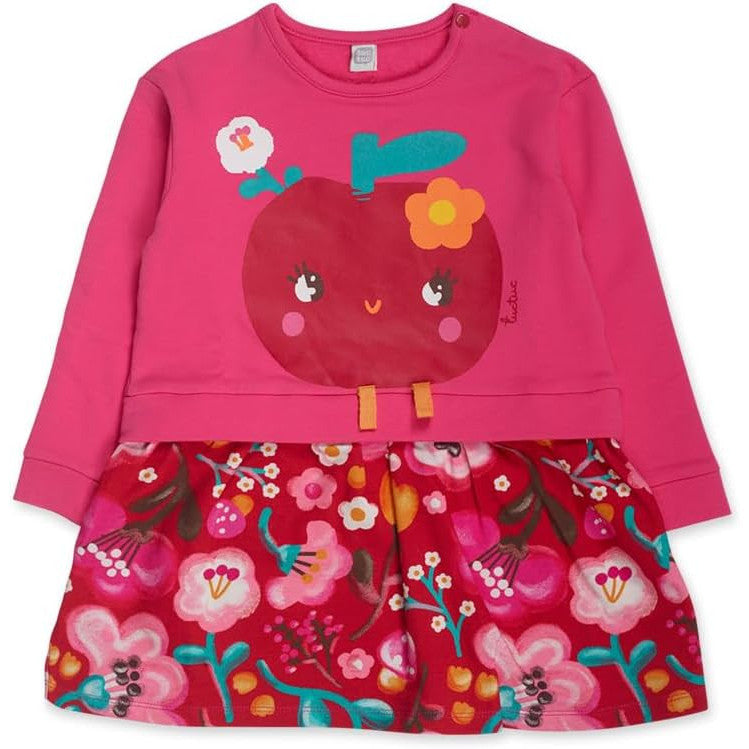 Tuc Tuc Girls Plush Pink Dress with Flowers and Apples
