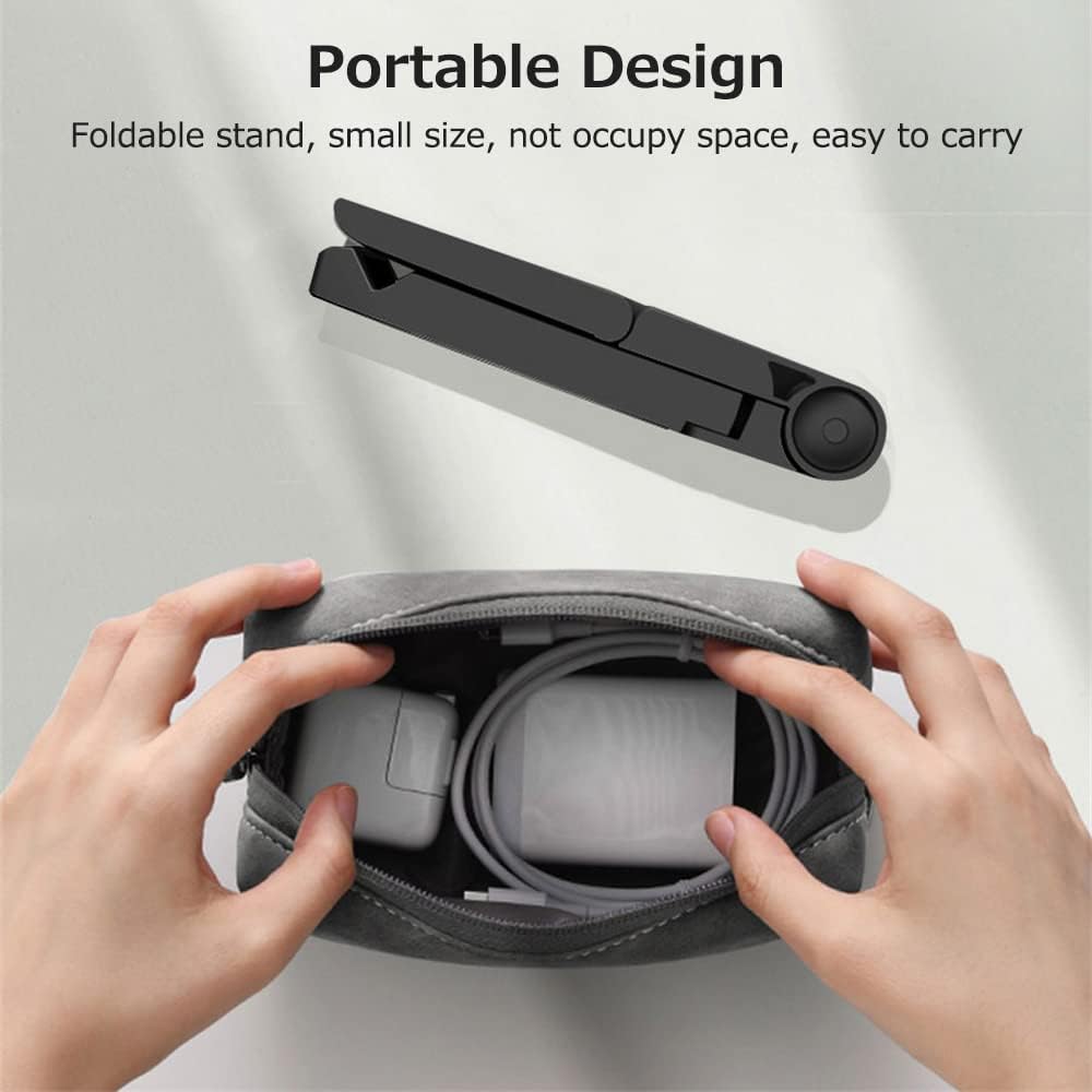 J/E Adjustable Folding ABS Phone Tablet Stand Black