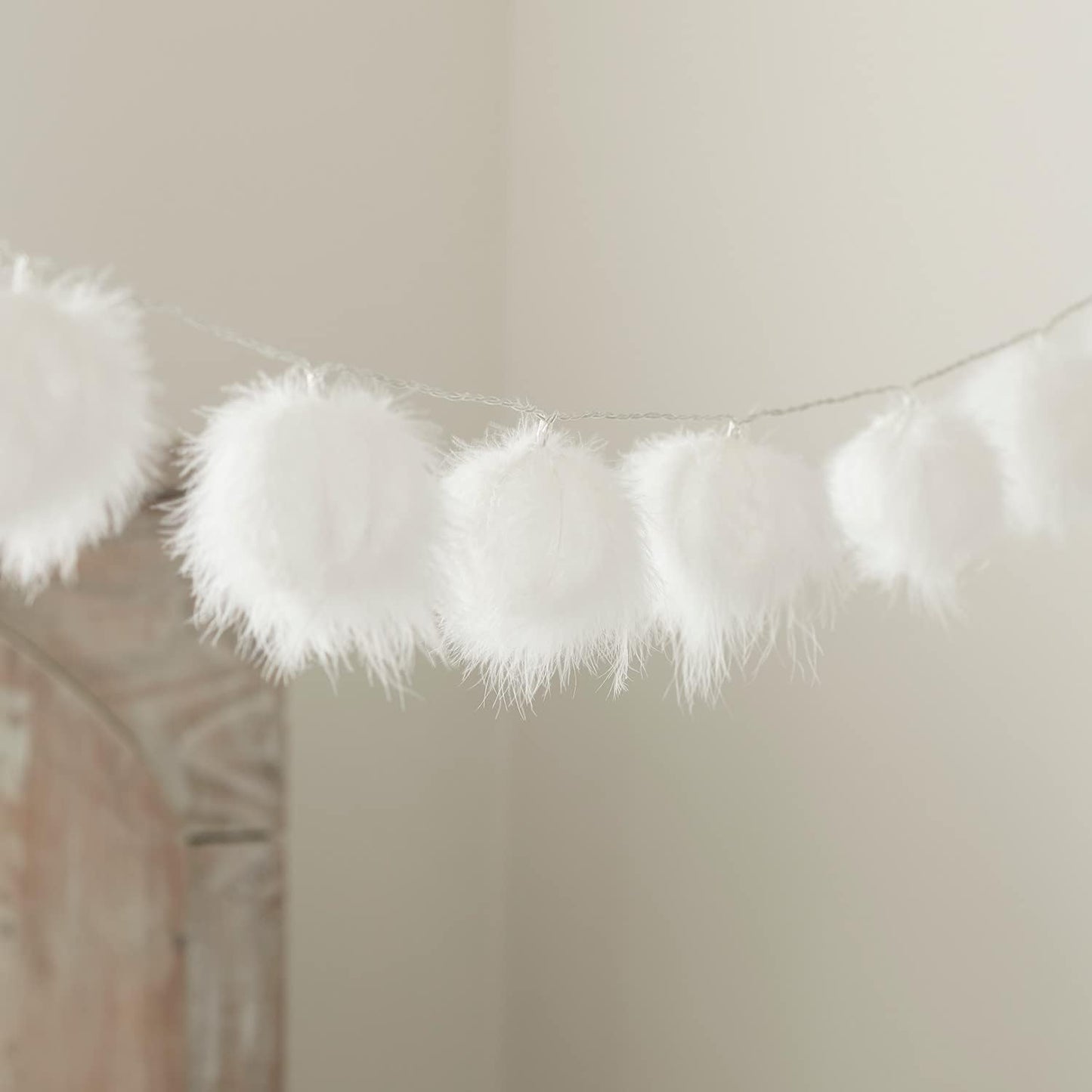 Lights4fun 10 LED Fairy Lights Fluffy Balls Timer Battery Operated Indoor Christmas