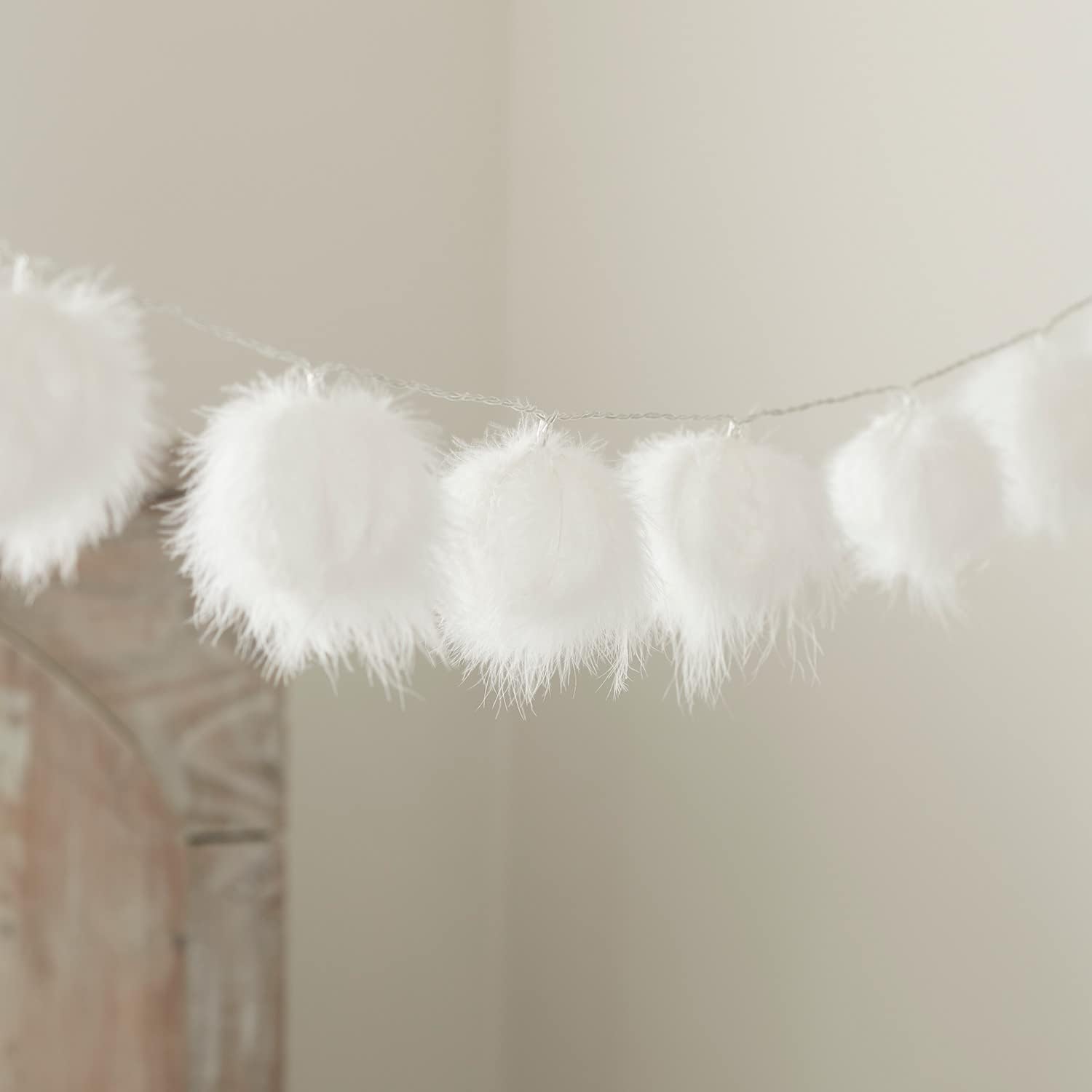 Lights4fun 10 LED Fairy Lights Fluffy Balls Timer Battery Operated Indoor Christmas